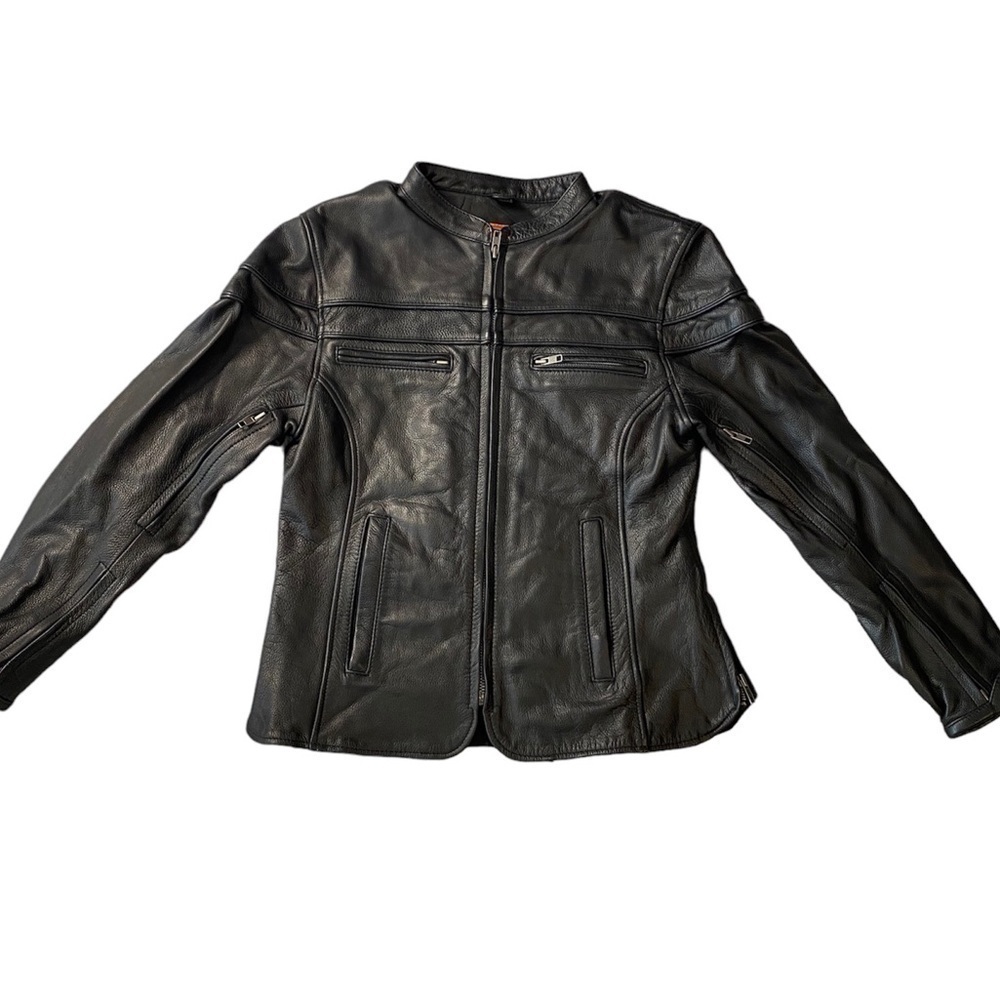 FIRST CLASSIC GENUINE LEATHER ZIP UP BIKER JACKET SIZE MEDIUM